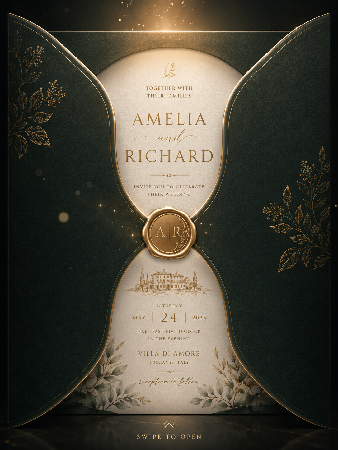 Emerald Garden luxury wedding invitation